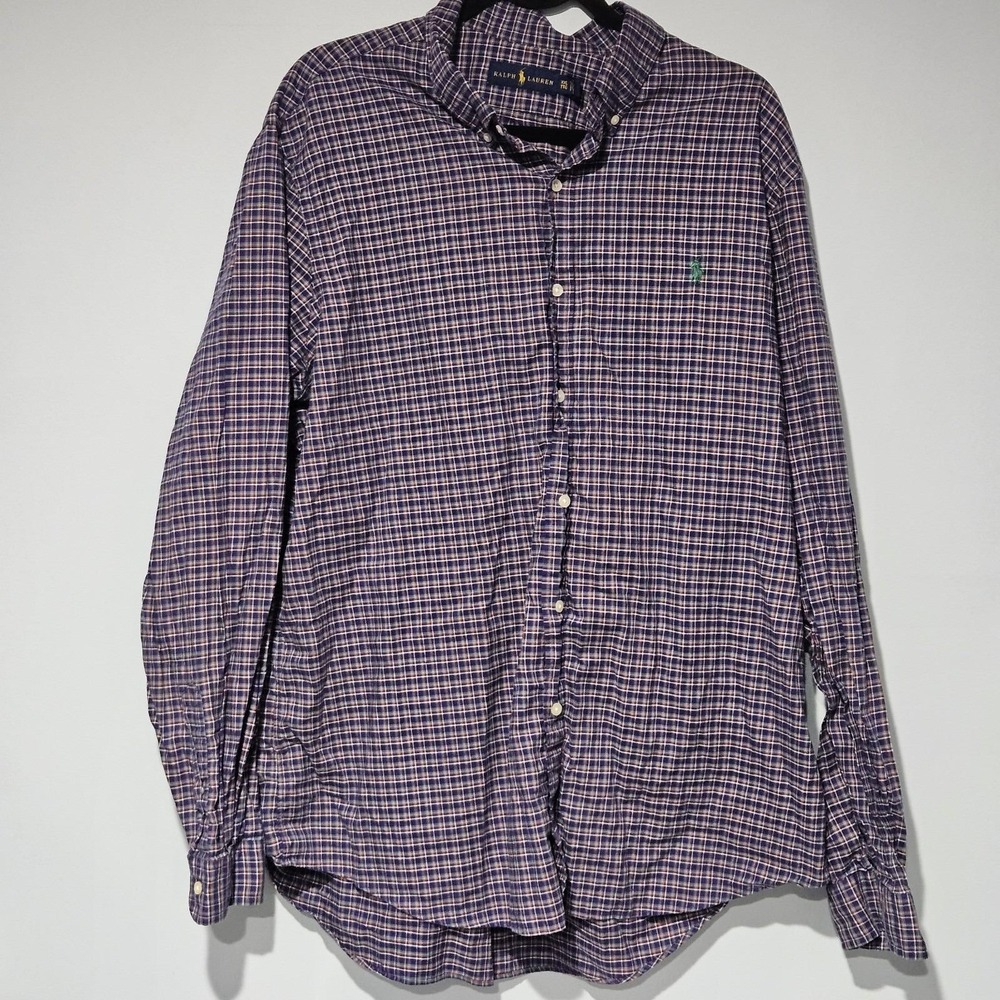 Ralph Lauren Purple Plaid Button Down Shirt Men's XXL